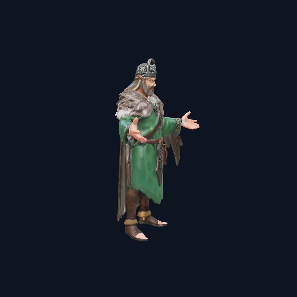 Elderly Wizard Character Model Rigged and Animated